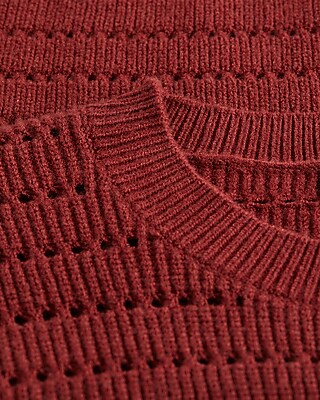 Open Stitch Crew Neck Cropped Sweater