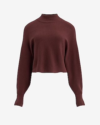 Mock Neck Dolman Sleeve Cropped Sweater