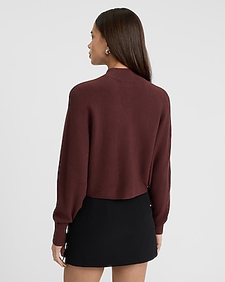 Mock Neck Dolman Sleeve Cropped Sweater