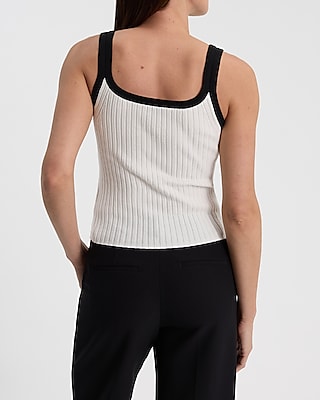 Tipped Ribbed Scoop Neck Sweater Tank