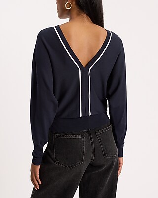 Reversible Tipped V-Neck Gold Button SoHo Sweater - image 3