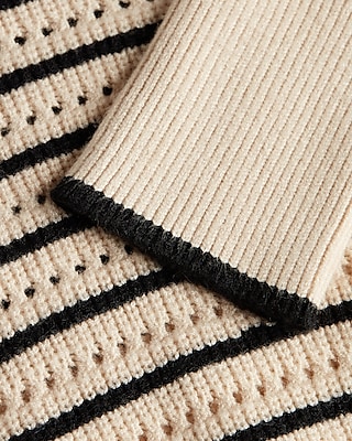 Striped Open Stitch Cropped Sweater