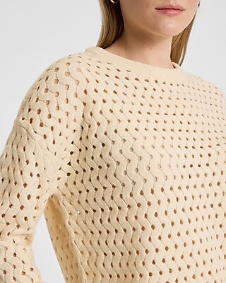 Open Stitch Crew Neck Sweater