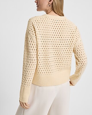 Open Stitch Crew Neck Sweater