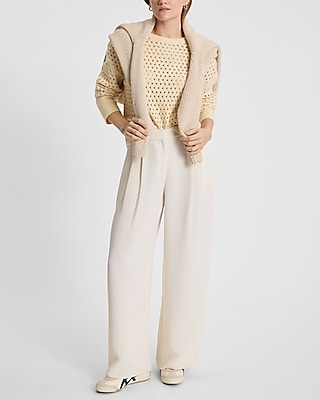 Open Stitch Crew Neck Sweater
