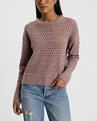 Open Stitch Crew Neck Sweater