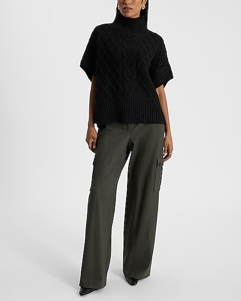 Cable Knit Turtleneck Oversized Sweater Vest | Express Cable Knit Turtleneck Oversized Sweater Vest | Express
