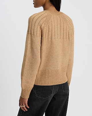 Crew Neck Gold Button Raglan Sweater