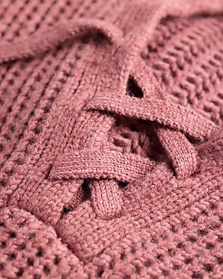 Easy Stitched Lace Up Mock Neck Sweater
