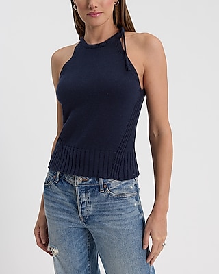 High Neck Bow Sweater Tank