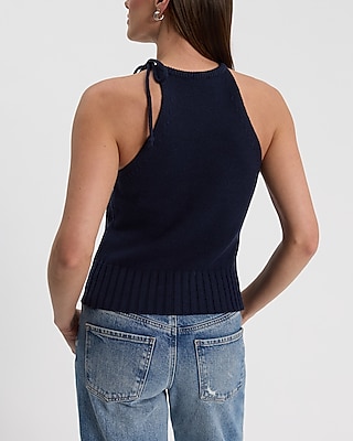 High Neck Bow Sweater Tank