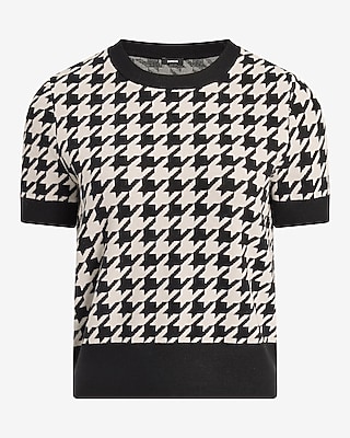 Skimming Houndstooth Short Sleeve Sweater Tee