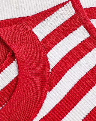 Fitted Ribbed Striped High Neck Sweater Tank
