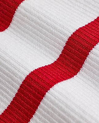 Fitted Ribbed Striped High Neck Sweater Tank