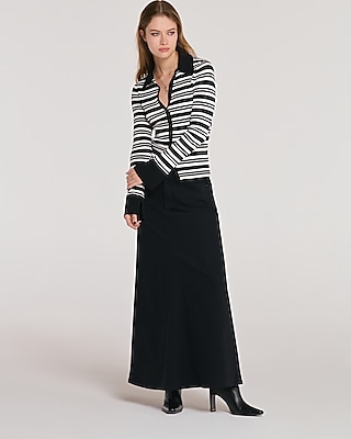 Silky Soft Fitted Striped Polo Cardigan