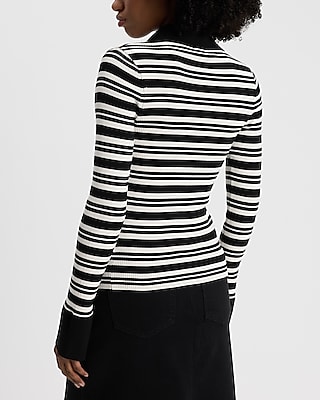 Silky Soft Fitted Striped Polo Cardigan