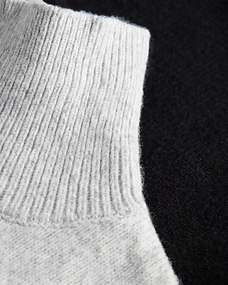 Color Block Pocket Mock Neck Sweater