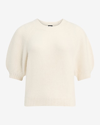 Crew Neck Short Puff Sleeve Sweater