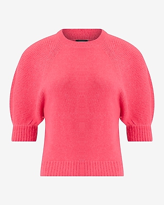 Crew Neck Short Puff Sleeve Sweater
