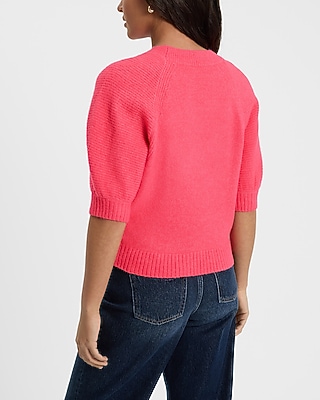Crew Neck Short Puff Sleeve Sweater