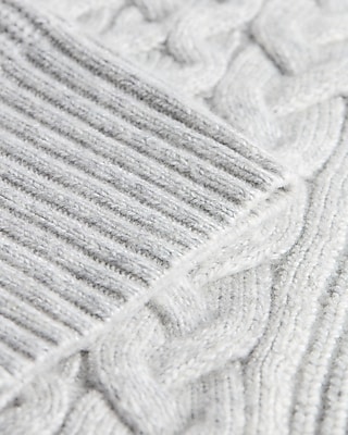 Relaxed Mock Neck Cable Knit Sweater