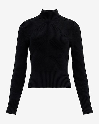 Ribbed Mock Neck Zipper Sleeve Sweater