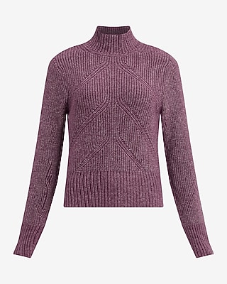 Ribbed Mock Neck Zipper Sleeve Sweater