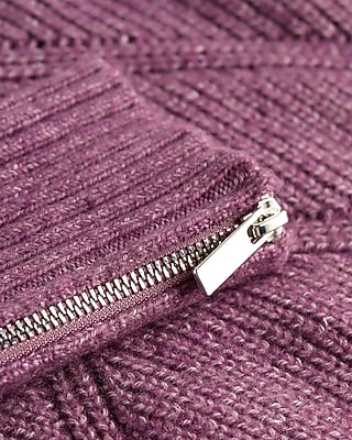 Ribbed Mock Neck Zipper Sleeve Sweater