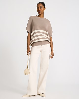 Striped Crew Neck Short Sleeve Boxy Sweater