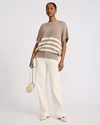 Striped Crew Neck Short Sleeve Boxy Sweater