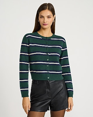 Striped Crew Neck Cardigan
