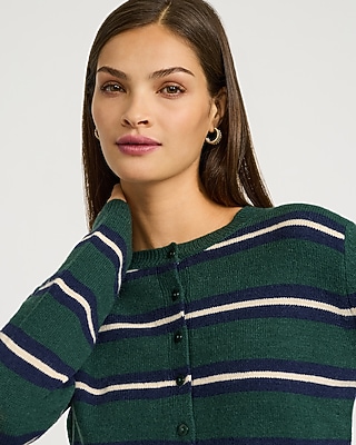 Striped Crew Neck Cardigan