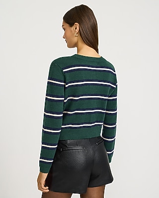 Striped Crew Neck Cardigan