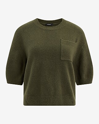 Crew Neck Short Sleeve Chest Pocket Sweater | Express