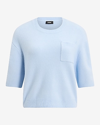 Crew Neck Short Sleeve Chest Pocket Sweater