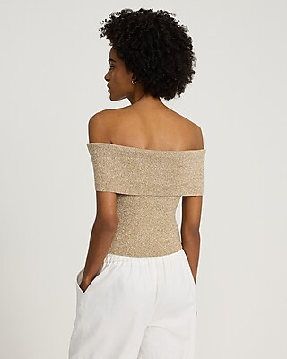 Marled Off The Shoulder Short Sleeve Sweater