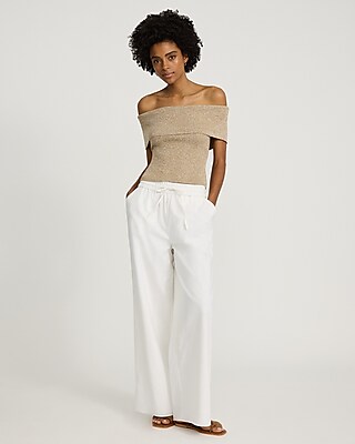 Marled Off The Shoulder Short Sleeve Sweater