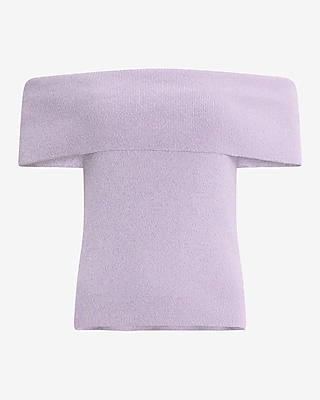 Marled Off The Shoulder Short Sleeve Sweater