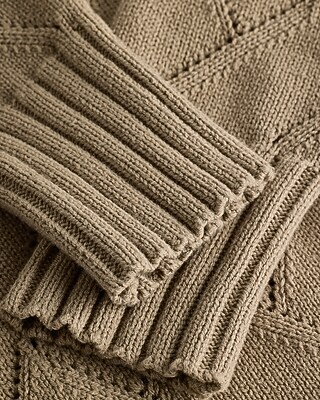 Open Knit Quarter Zip Cropped Sweater | Express