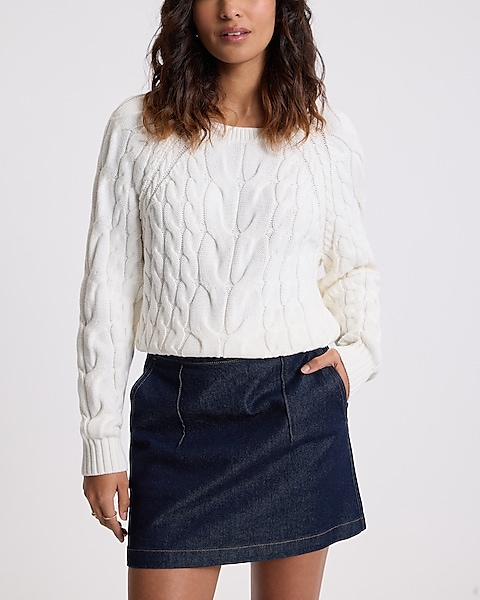 Cable Knit Crew Neck Sweater | Express Cable Knit Crew Neck Sweater | Express