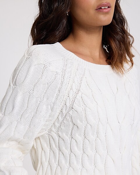 Cable Knit Crew Neck Sweater | Express Cable Knit Crew Neck Sweater | Express