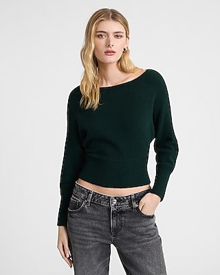 Boat Neck Dolman Sleeve Sweater