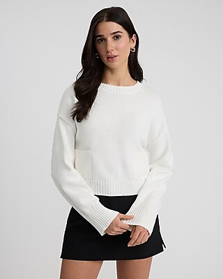 Relaxed Crew Neck Pocket Sweater