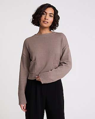 Relaxed Crew Neck Pocket Sweater