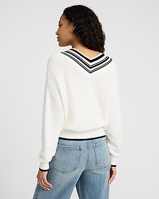 Relaxed Tipped V-Neck Sweater