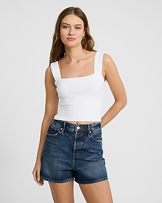 Ribbed Fitted Square Neck Sweater Tank
