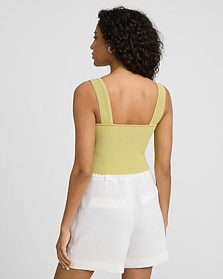 Ribbed Fitted Square Neck Sweater Tank