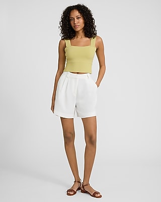 Ribbed Fitted Square Neck Sweater Tank