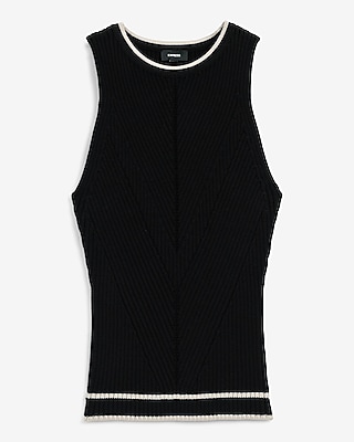 Tipped Fitted Ribbed High Neck Sweater Tank - image 5