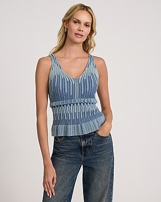 Patterned Knit Ruffle Sweater Tank
